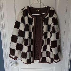 Listicle Brown and Cream Checkered Blazer